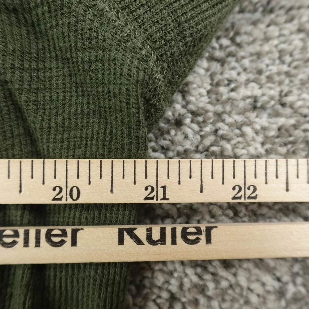 American Eagle‎ Shirt Mens L Green Waffle Knit Thermal Crewneck Logo Preppy Y2K